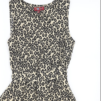 Utam London Womens Brown Animal Print  Skater Dress  Size 8
