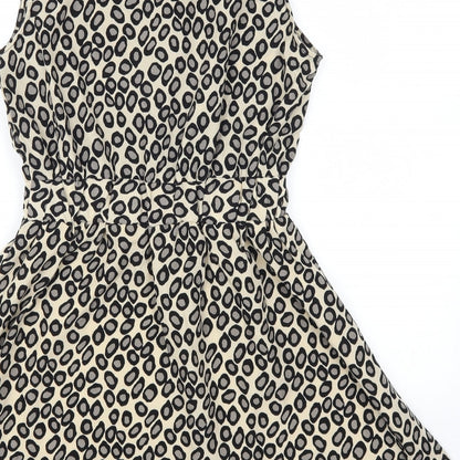 Utam London Womens Brown Animal Print  Skater Dress  Size 8