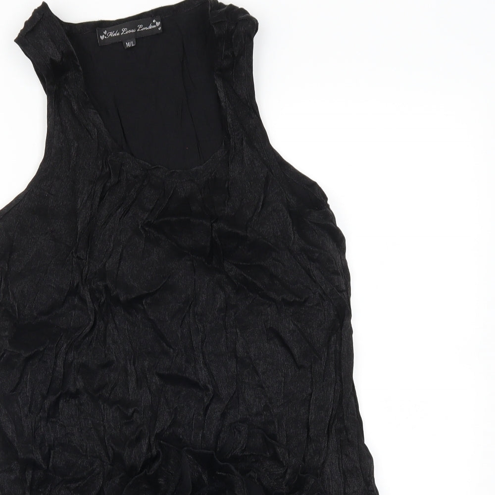 Mela Loves London Womens Black   Tank Dress  Size M  - Fabric Flower