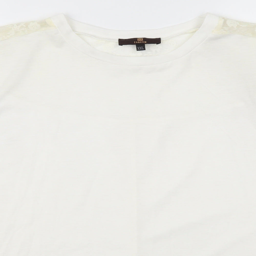 Womens UK Size 2XL Isassy White Basic T-Shirt