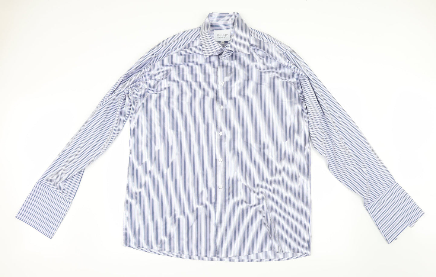 Mens UK Collar Size 16.5 Paradigm Smart Blue  Dress Shirt