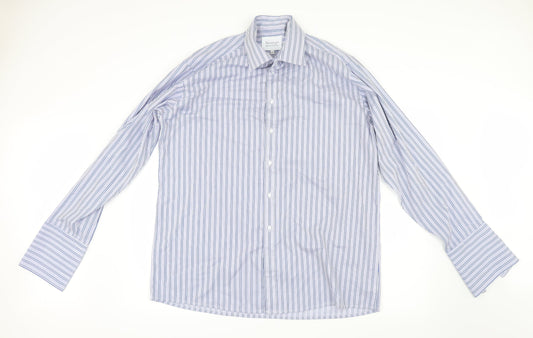 Mens UK Collar Size 16.5 Paradigm Smart Blue  Dress Shirt