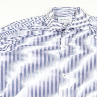 Mens UK Collar Size 16.5 Paradigm Smart Blue  Dress Shirt