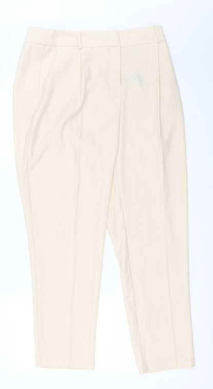 Womens UK Size 12 Dorothy Perkins Regular Fit Capri Beige Trousers