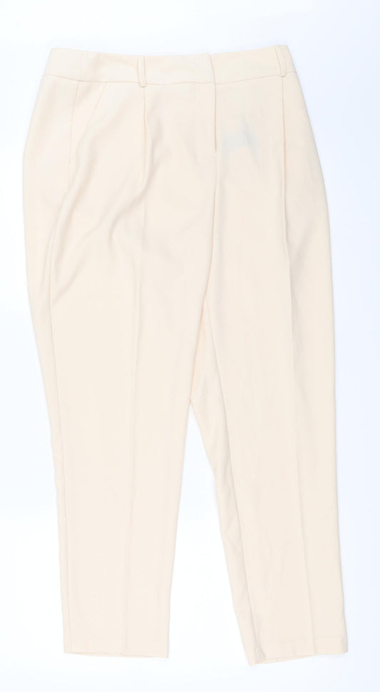 Womens UK Size 12 Dorothy Perkins Regular Fit Capri Beige Trousers