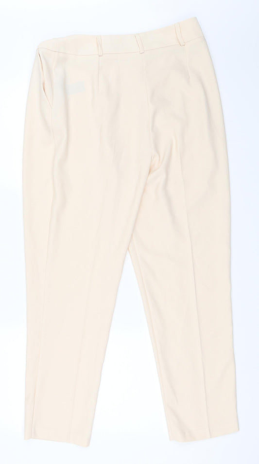 Womens UK Size 12 Dorothy Perkins Regular Fit Capri Beige Trousers