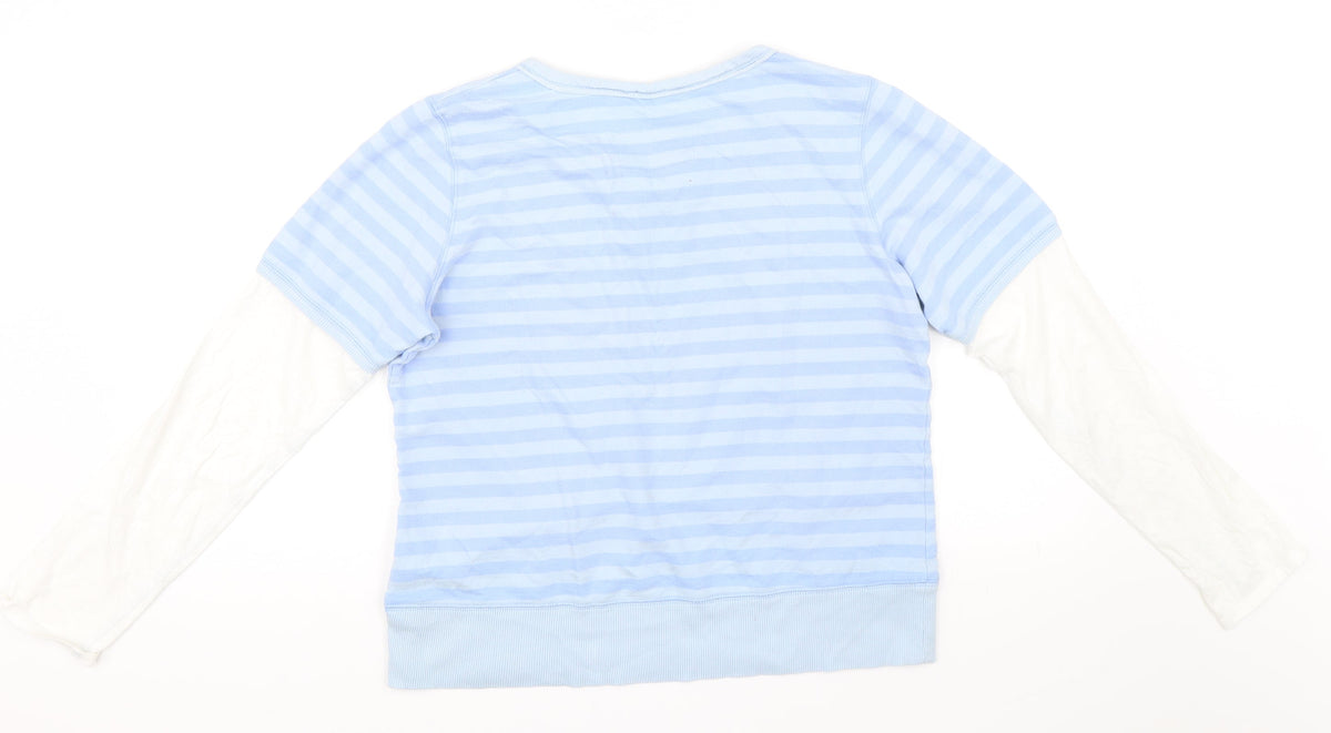 Marks & Spencer Womens Blue Striped  Pullover Jumper Size 14