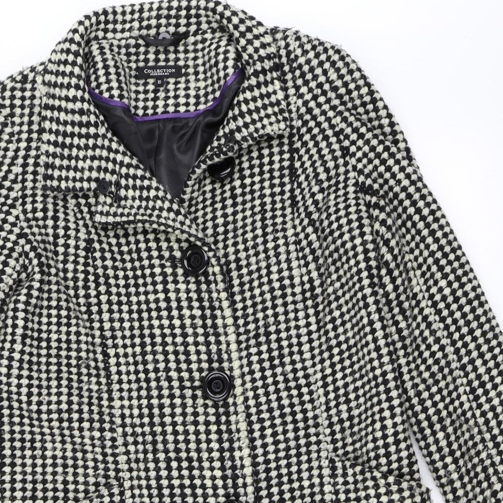 Womens UK Size 10 Debenhams Black Overcoat