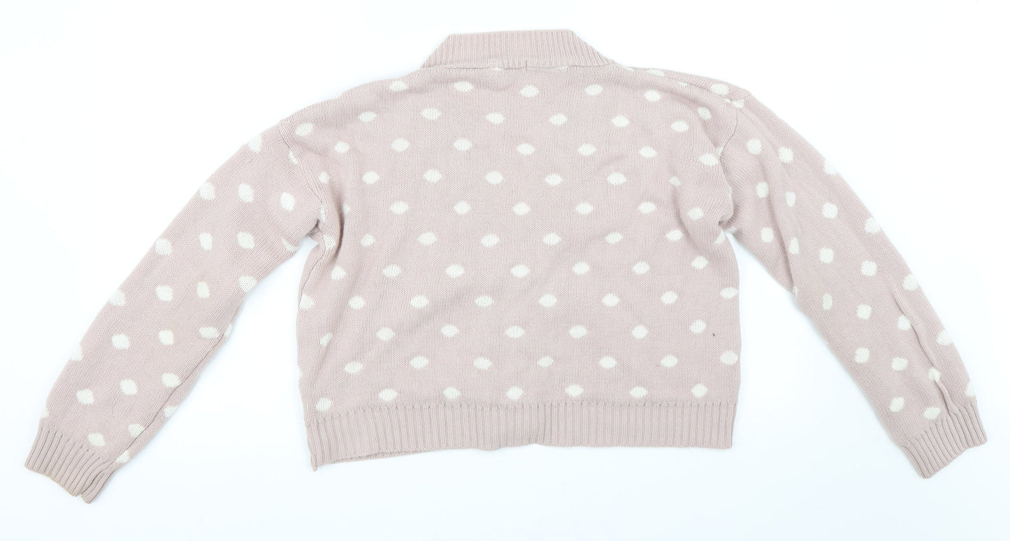 Boohoo Womens Pink Polka Dot  Cardigan Jumper Size M