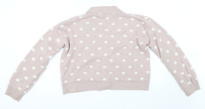 Boohoo Womens Pink Polka Dot  Cardigan Jumper Size M