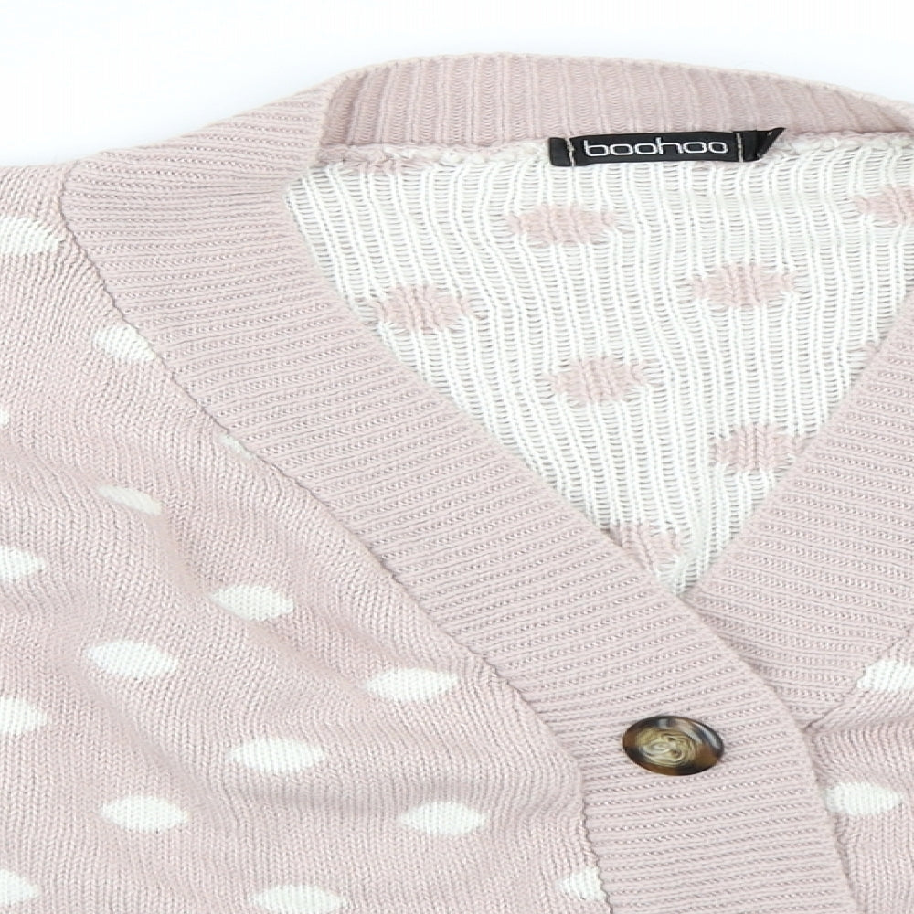 Boohoo Womens Pink Polka Dot  Cardigan Jumper Size M