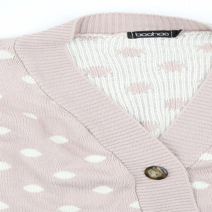 Boohoo Womens Pink Polka Dot  Cardigan Jumper Size M