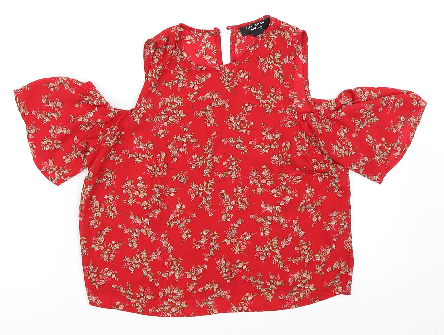 New Look Girls Red Floral  Basic Blouse Size 12 Years