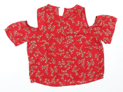 New Look Girls Red Floral  Basic Blouse Size 12 Years