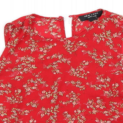New Look Girls Red Floral  Basic Blouse Size 12 Years