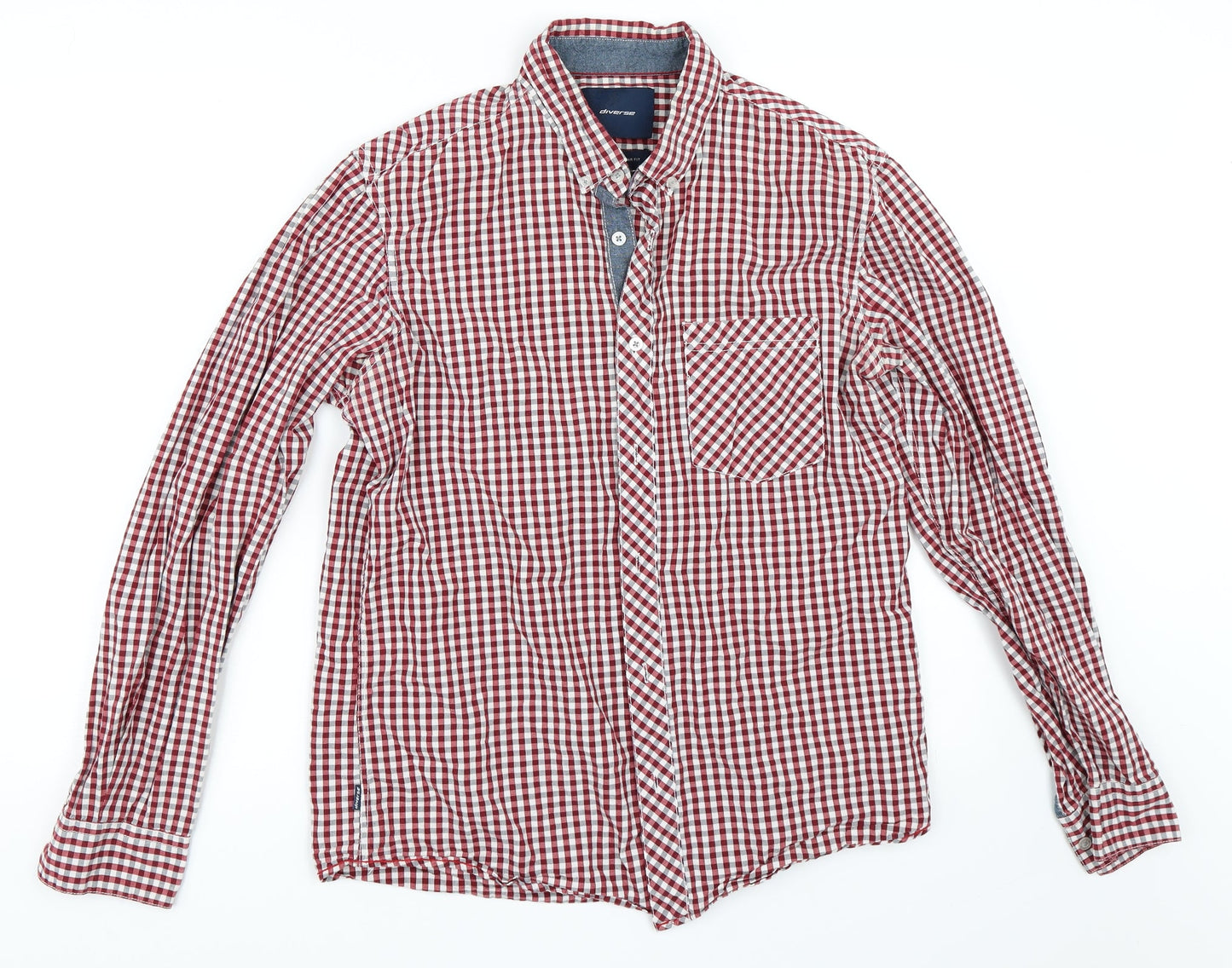 Mens UK Size M Diverse Red  Button-Up Long Sleeve Casual Shirt