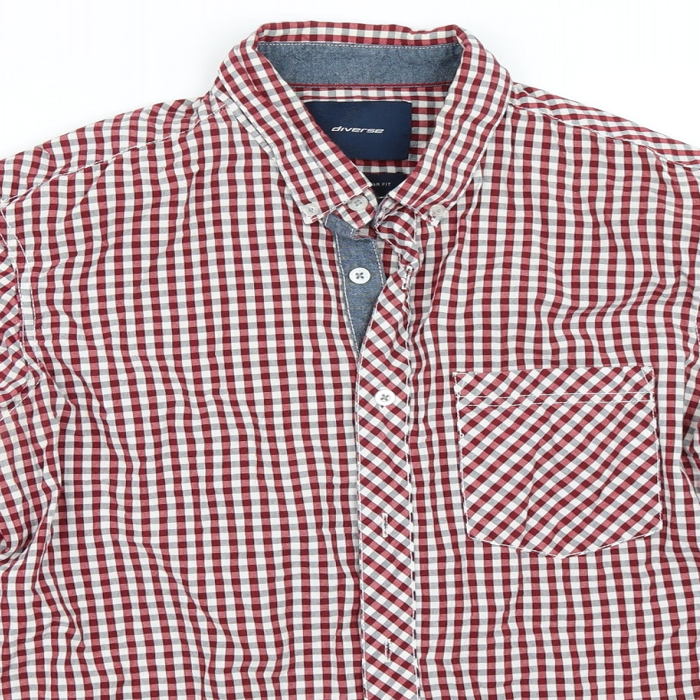Mens UK Size M Diverse Red  Button-Up Long Sleeve Casual Shirt