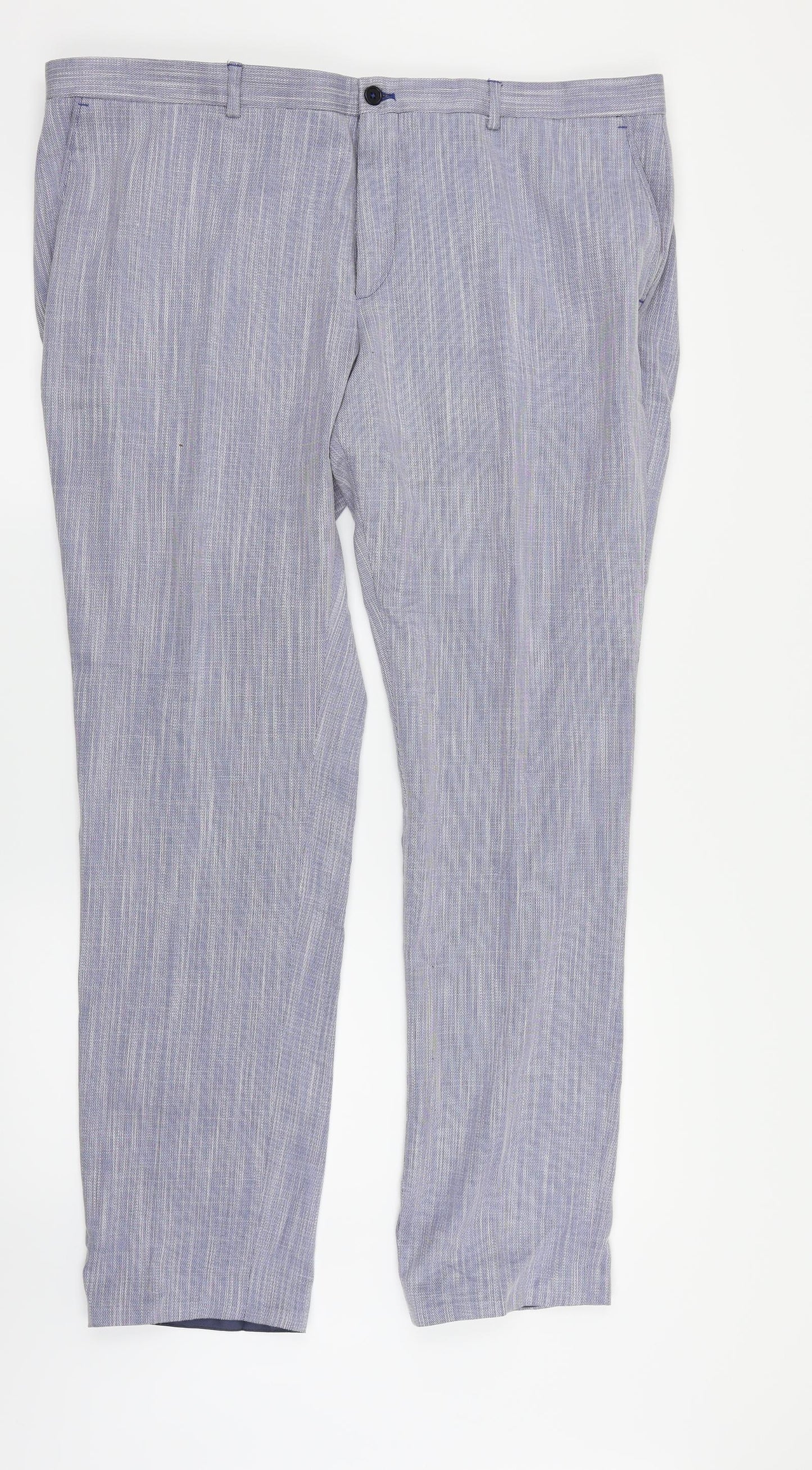 Mens UK Size 42 in VIGGO Regular Fit Dress Pants Blue Trousers