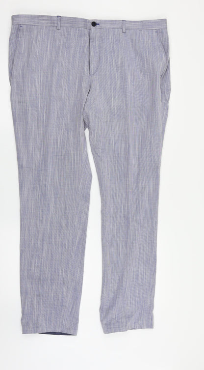 Mens UK Size 42 in VIGGO Regular Fit Dress Pants Blue Trousers