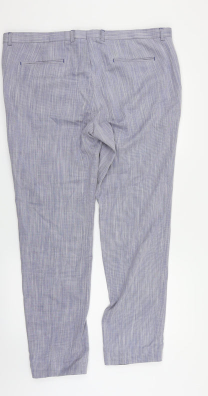 Mens UK Size 42 in VIGGO Regular Fit Dress Pants Blue Trousers