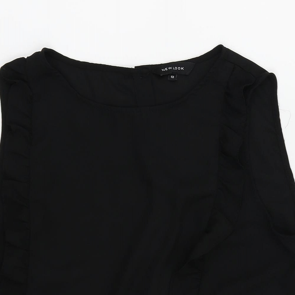 Womens UK Size 12 New Look Black Basic Blouse