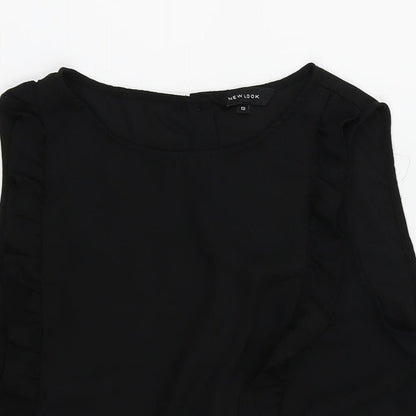 Womens UK Size 12 New Look Black Basic Blouse