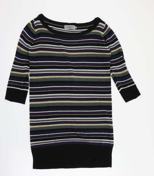 Soaked in Luxury Womens Multicoloured Striped  Pullover Jumper Size M
