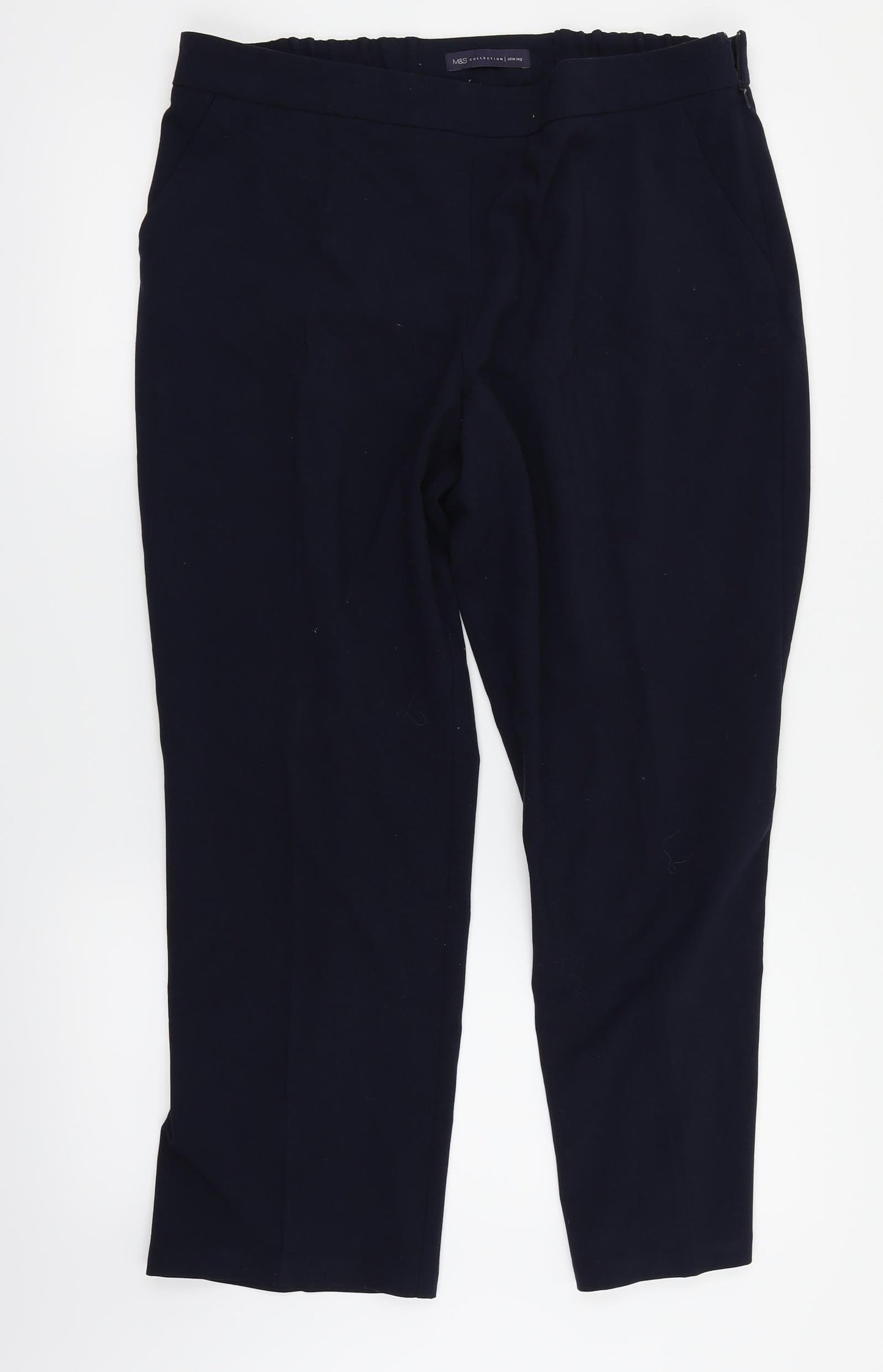 Womens UK Size 16 M&S Regular Fit Dress Pants Blue Trousers