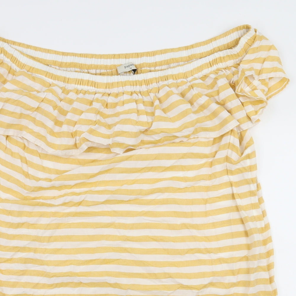 Papaya Womens Yellow Striped Jersey A-Line  Size 16