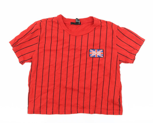 FOREVER 21 Womens Red Striped Jersey Basic T-Shirt Size M