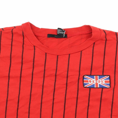FOREVER 21 Womens Red Striped Jersey Basic T-Shirt Size M