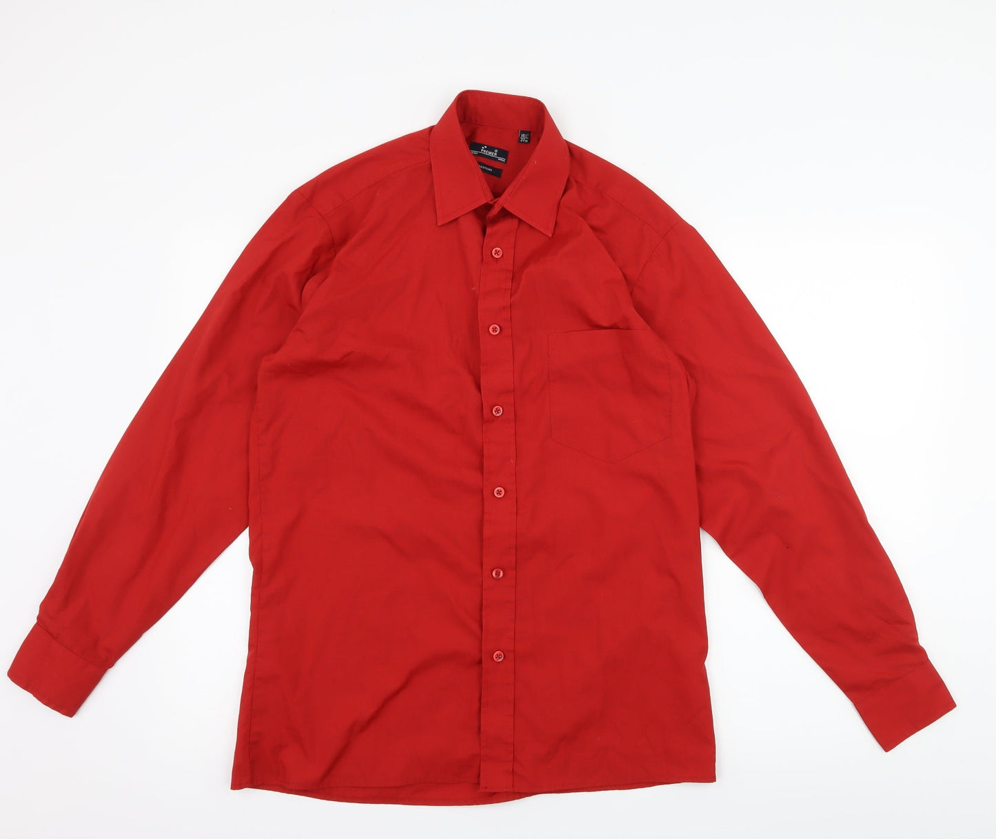 Mens UK Size 14.5 Premier Red  Button-Up Long Sleeve Casual Shirt
