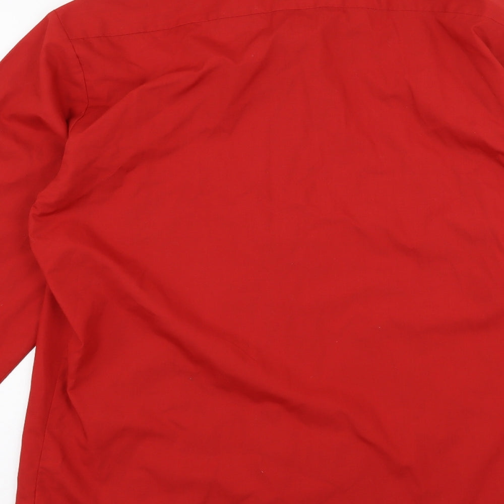 Mens UK Size 14.5 Premier Red  Button-Up Long Sleeve Casual Shirt