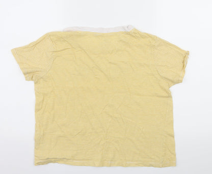 Primark Womens Yellow Striped Jersey Basic T-Shirt Size 10  - Made With Love