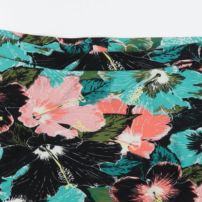 H&M Womens Black Floral Jersey Flare Skirt Size M