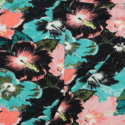 H&M Womens Black Floral Jersey Flare Skirt Size M