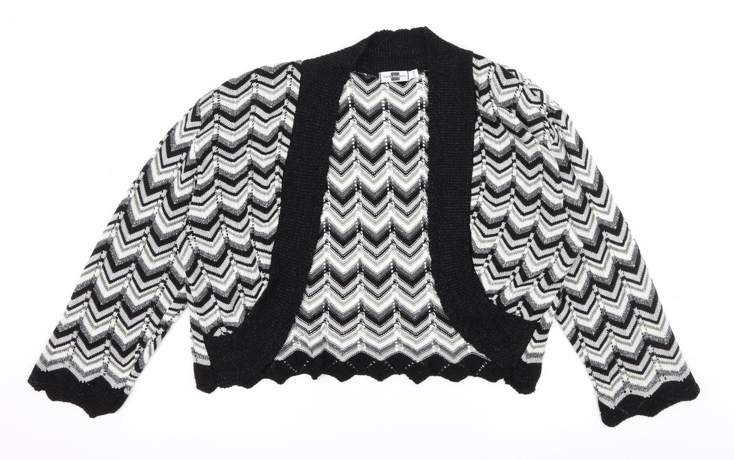 Sixth Avenue Womens Black Striped Knit Cardigan Jumper Size L