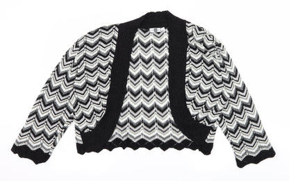 Sixth Avenue Womens Black Striped Knit Cardigan Jumper Size L