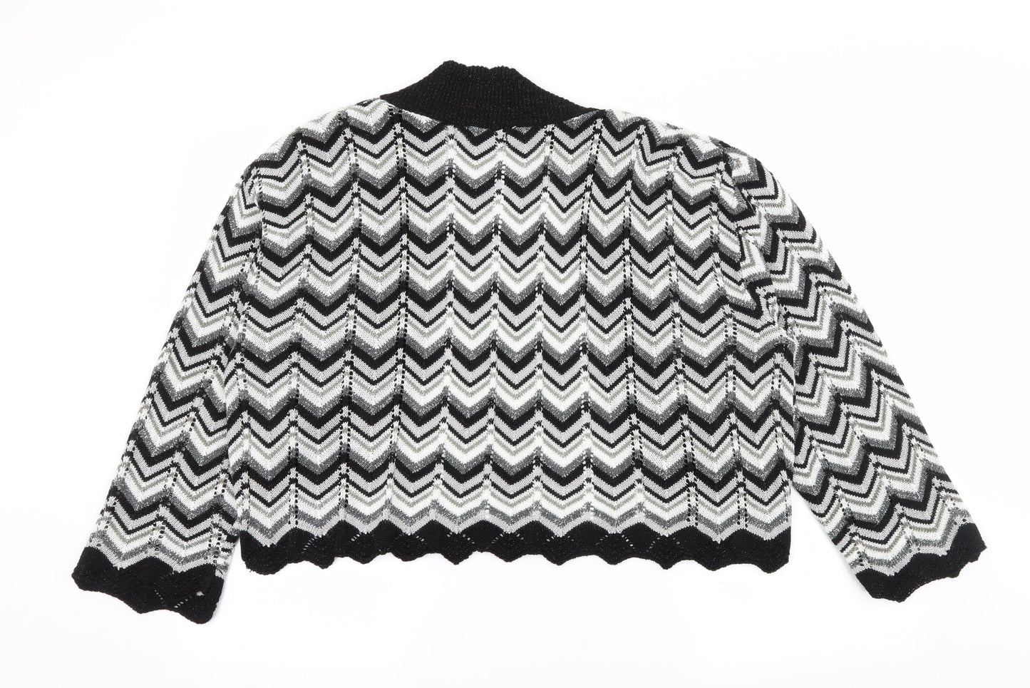 Sixth Avenue Womens Black Striped Knit Cardigan Jumper Size L