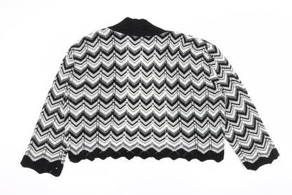 Sixth Avenue Womens Black Striped Knit Cardigan Jumper Size L