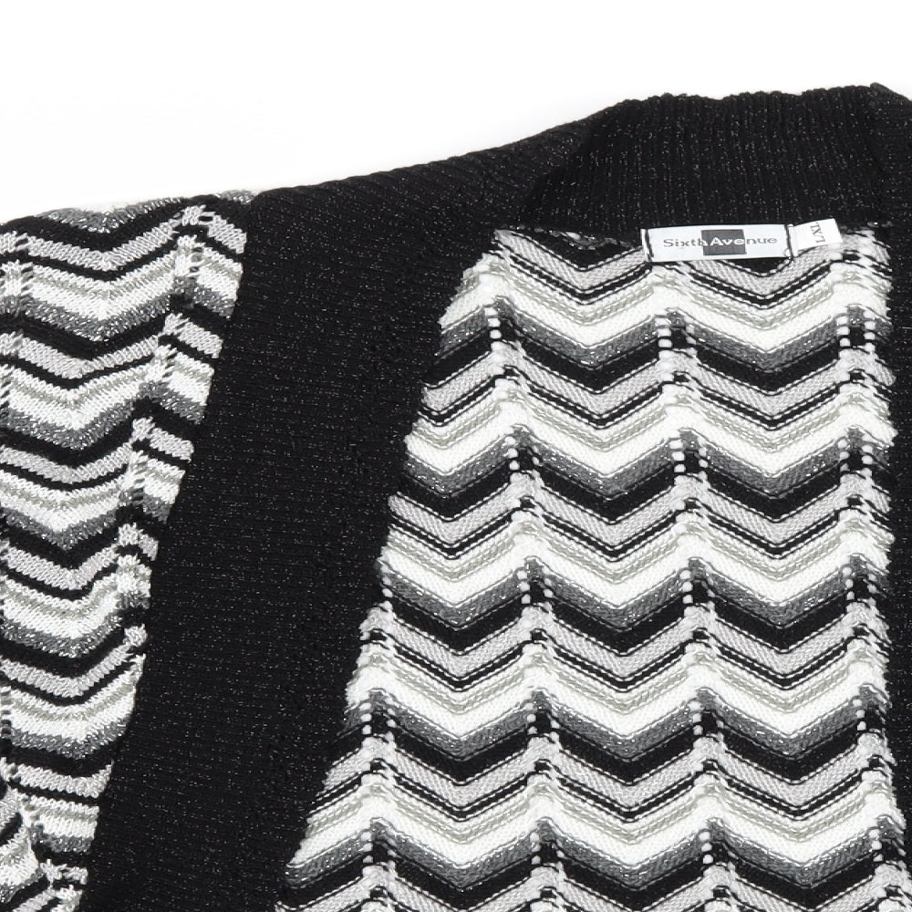 Sixth Avenue Womens Black Striped Knit Cardigan Jumper Size L