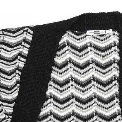 Sixth Avenue Womens Black Striped Knit Cardigan Jumper Size L