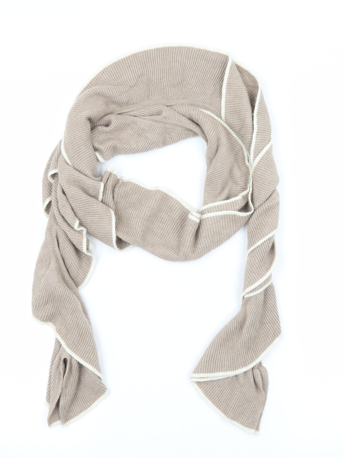 Preworn Womens Brown Striped Knit  Scarf