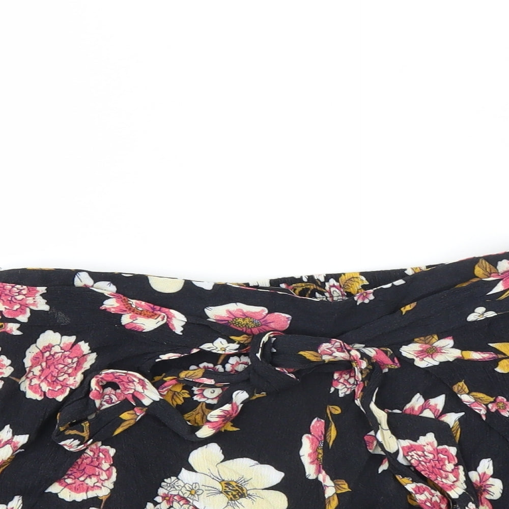 Primark Womens Black Floral  Hot Pants Shorts Size 10