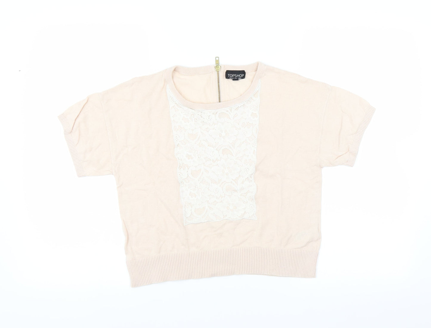 Topshop Womens Pink   Pullover Jumper Size 6  - floral lace detail