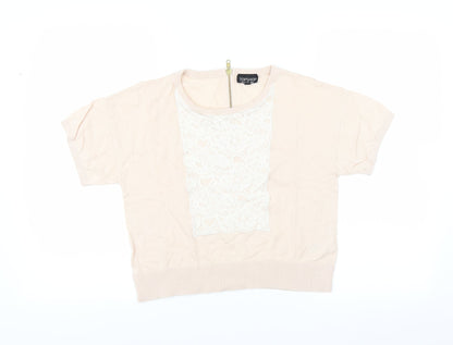 Topshop Womens Pink   Pullover Jumper Size 6  - floral lace detail