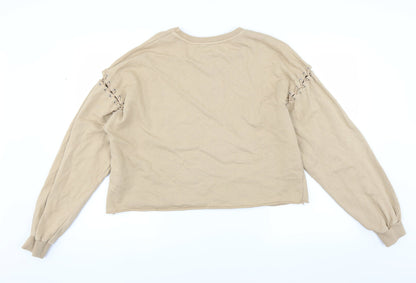 Womens UK Size M Pull & Bear Beige Pullover Sweatshirt