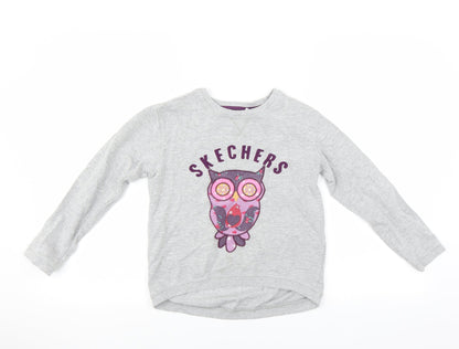 Skechers Girls Grey   Pullover Sweatshirt Size 8-9 Years  - owl