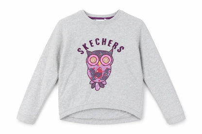 Skechers Girls Grey   Pullover Sweatshirt Size 8-9 Years  - owl