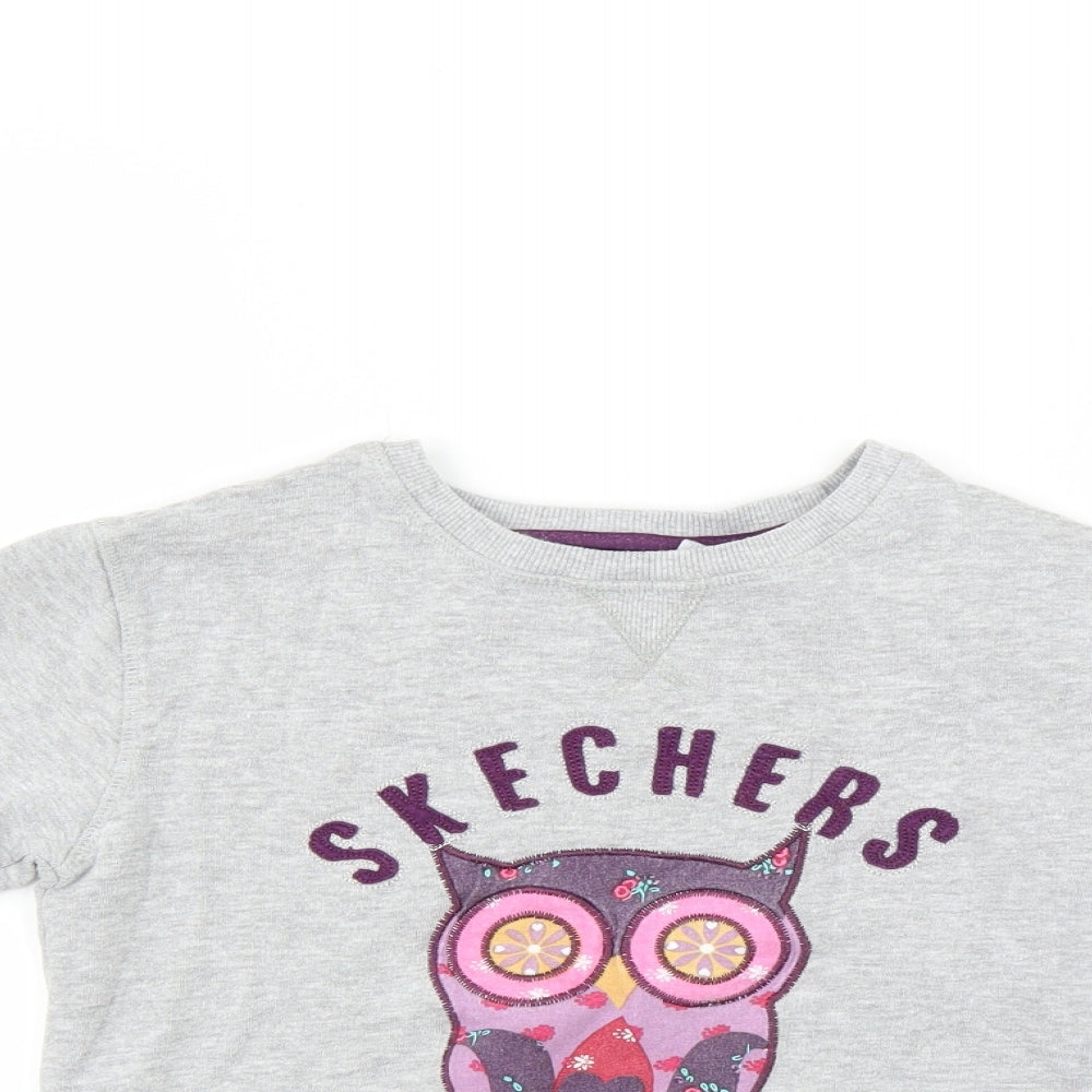 Skechers Girls Grey   Pullover Sweatshirt Size 8-9 Years  - owl